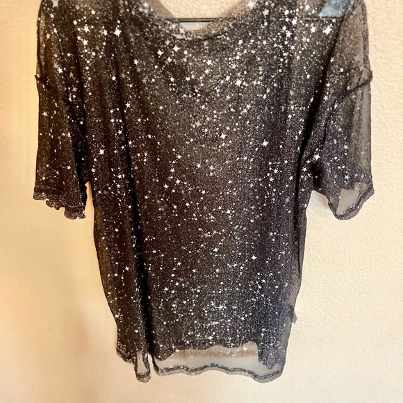 SOLD-- Oversized Tee - See Through Mesh Sheer astrology constellation - Size M - Picture 7 of 10
